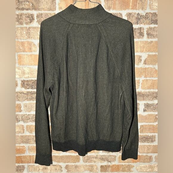 Banana republic supima cotton Mens 1/4 Zip Mock Neck Sweater dark army green M - Picture 4 of 8
